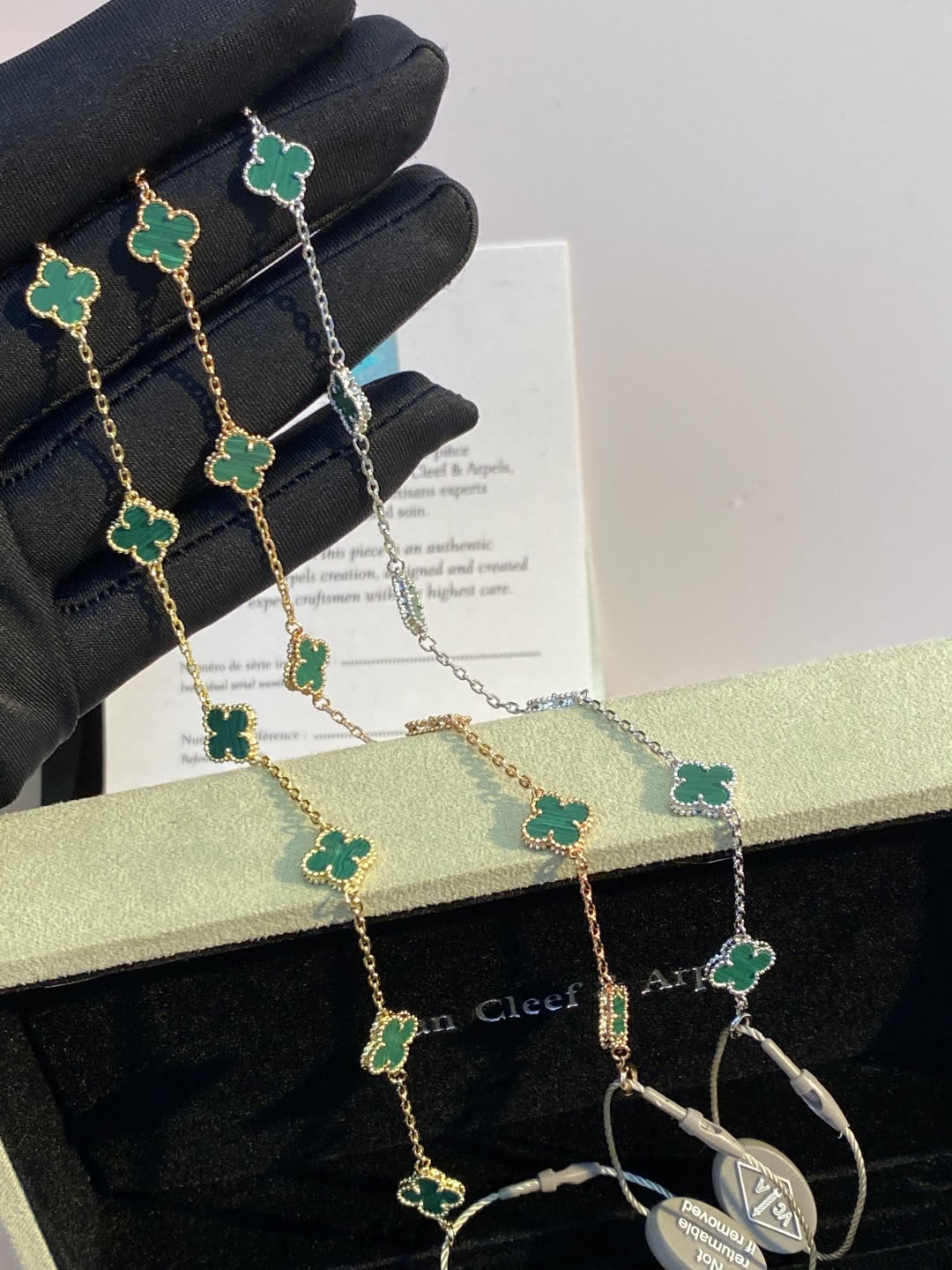 Van Cleef & Arpels Vintage Alhambra Emerald Green Enamel Bracelet